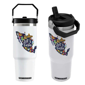 Cinco De Mayo Party Mexican Map Flip Straw Tumbler Lets Fiesta TS12 One Size: 30 oz White Print Your Wear
