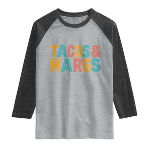 Tacos And Margaritas Lover Raglan Shirt Cinco De Mayo Fiesta TS12 Heather Gray Heather Charcoal Print Your Wear