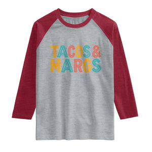 Tacos And Margaritas Lover Raglan Shirt Cinco De Mayo Fiesta TS12 Heather Gray Heather Red Print Your Wear