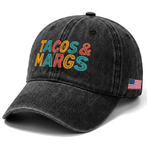 Tacos And Margaritas Lover Washed Cotton Baseball Cap Cinco De Mayo Fiesta TS12 Print Your Wear