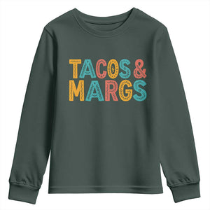Tacos And Margaritas Lover Youth Sweatshirt Cinco De Mayo Fiesta TS12 Dark Forest Green Print Your Wear