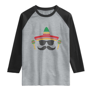 Funny Cinco De Mayo Maracas Characte Raglan Shirt Fiesta Party Gift TS12 Heather Gray Black Print Your Wear
