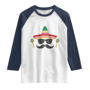 Funny Cinco De Mayo Maracas Characte Raglan Shirt Fiesta Party Gift TS12 White Navy Print Your Wear