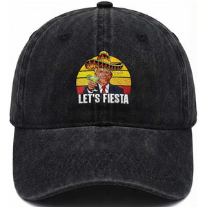 Vintage Cinco De Mayo Trump Fiesta Party Washed Cotton Baseball Cap Lets Fiesta TS12 Print Your Wear