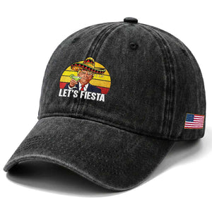 Vintage Cinco De Mayo Trump Fiesta Party Washed Cotton Baseball Cap Lets Fiesta TS12 Print Your Wear