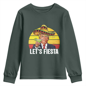 Vintage Cinco De Mayo Trump Fiesta Party Youth Sweatshirt Lets Fiesta TS12 Dark Forest Green Print Your Wear