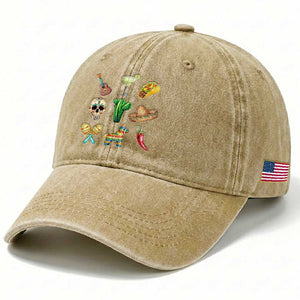 Cinco De Mayo Washed Cotton Baseball Cap Mexican Fiesta Party Celebration TS12 Print Your Wear