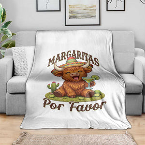 Funny Cinco De Mayo Highland Cow Throw Blanket Margaritas Por Favor TS12 Print Your Wear