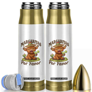 Funny Cinco De Mayo Highland Cow Bullet Tumbler Margaritas Por Favor TS12 White Print Your Wear