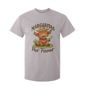 Funny Cinco De Mayo Highland Cow T Shirt For Kid Margaritas Por Favor TS12 Ice Gray Print Your Wear