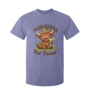Funny Cinco De Mayo Highland Cow T Shirt For Kid Margaritas Por Favor TS12 Violet Print Your Wear