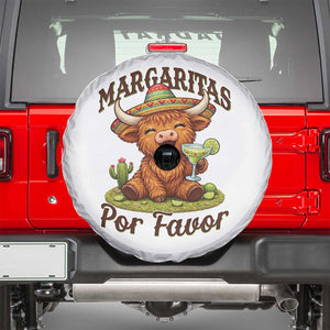 Funny Cinco De Mayo Highland Cow Spare Tire Cover Margaritas Por Favor TS12 White Print Your Wear