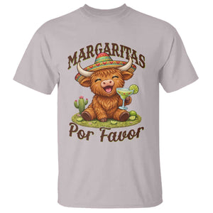 Funny Cinco De Mayo Highland Cow T Shirt Margaritas Por Favor TS12 Ice Gray Print Your Wear