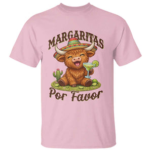 Funny Cinco De Mayo Highland Cow T Shirt Margaritas Por Favor TS12 Light Pink Print Your Wear
