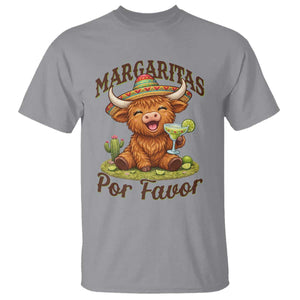 Funny Cinco De Mayo Highland Cow T Shirt Margaritas Por Favor TS12 Sport Gray Print Your Wear