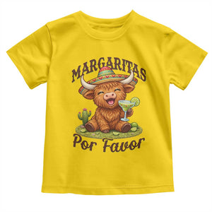 Funny Cinco De Mayo Highland Cow Toddler T Shirt Margaritas Por Favor TS12 Daisy Print Your Wear