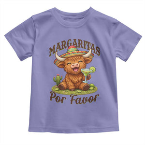 Funny Cinco De Mayo Highland Cow Toddler T Shirt Margaritas Por Favor TS12 Violet Print Your Wear