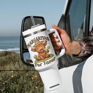Funny Cinco De Mayo Highland Cow Tumbler With Handle Margaritas Por Favor TS12 Print Your Wear