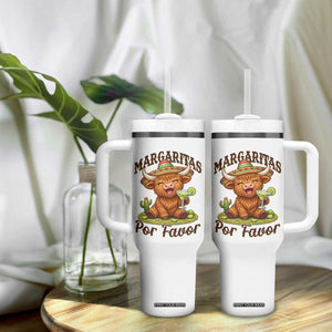 Funny Cinco De Mayo Highland Cow Tumbler With Handle Margaritas Por Favor TS12 Print Your Wear