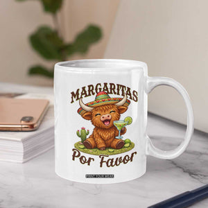 Funny Cinco De Mayo Highland Cow Coffee Mug Margaritas Por Favor TS12 Print Your Wear