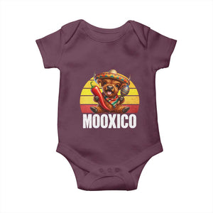Funny Highland Cow MooXico Baby Onesie Cinco De Mayo Fiesta Party TS12 Maroon Print Your Wear