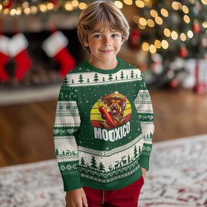 Funny Highland Cow MooXico Ugly Christmas Sweater Cinco De Mayo Fiesta Party TS12 Forest Green Beige Print Your Wear