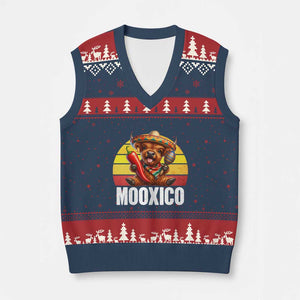 Funny Highland Cow MooXico V-Neck Knit Sweater Vest Cinco De Mayo Fiesta Party TS12 Navy Red Print Your Wear