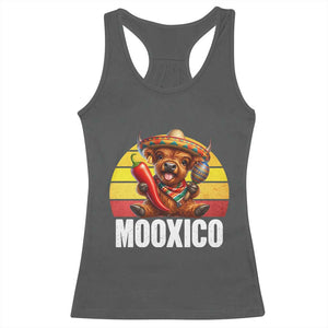 Funny Highland Cow MooXico Racerback Tank Top Cinco De Mayo Fiesta Party TS12 Dark Heather Print Your Wear