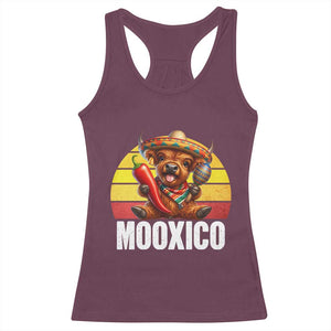Funny Highland Cow MooXico Racerback Tank Top Cinco De Mayo Fiesta Party TS12 Maroon Print Your Wear