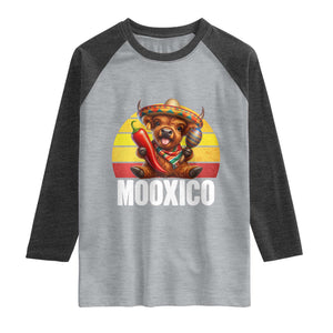 Funny Highland Cow MooXico Raglan Shirt Cinco De Mayo Fiesta Party TS12 Heather Gray Heather Charcoal Print Your Wear