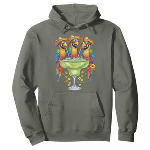 Cinco De Mayo Summer Party Hoodie Funny Parrots Drinking Margaritas TS12 Military Green Print Your Wear