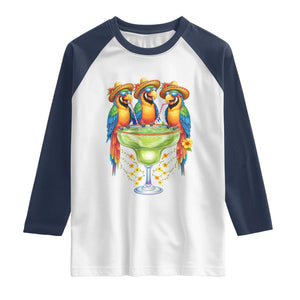 Cinco De Mayo Summer Party Raglan Shirt Funny Parrots Drinking Margaritas TS12 White Navy Print Your Wear