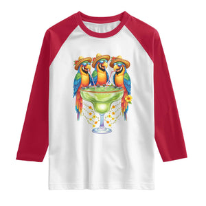 Cinco De Mayo Summer Party Raglan Shirt Funny Parrots Drinking Margaritas TS12 White Red Print Your Wear