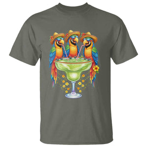 Cinco De Mayo Summer Party T Shirt Funny Parrots Drinking Margaritas TS12 Military Green Print Your Wear