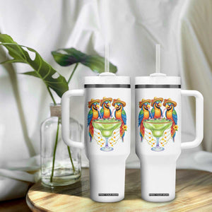 Cinco De Mayo Summer Party Tumbler With Handle Funny Parrots Drinking Margaritas TS12 Print Your Wear