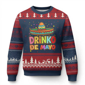 Funny Cinco De Mayo Day Drinking Fiesta Party Ugly Christmas Sweater Drinko De Mayo TS12 Navy Red Print Your Wear
