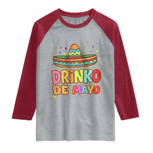 Funny Cinco De Mayo Day Drinking Fiesta Party Raglan Shirt Drinko De Mayo TS12 Heather Gray Heather Red Print Your Wear