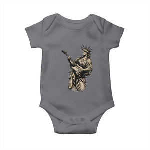 4th Of July Rock N Roll Baby Onesie Funny Statue Of Liberty Playing Guitar TS12 Charcoal Print Your Wear