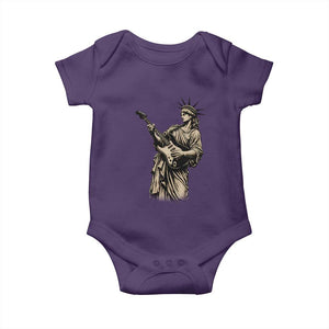 4th Of July Rock N Roll Baby Onesie Funny Statue Of Liberty Playing Guitar TS12 Purple Print Your Wear