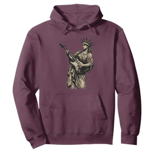 4th Of July Rock N Roll Hoodie Funny Statue Of Liberty Playing Guitar TS12 Maroon Print Your Wear