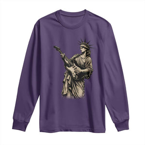 4th Of July Rock N Roll Long Sleeve Shirt Funny Statue Of Liberty Playing Guitar TS12 Purple Print Your Wear