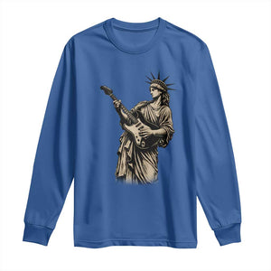 4th Of July Rock N Roll Long Sleeve Shirt Funny Statue Of Liberty Playing Guitar TS12 Royal Blue Print Your Wear