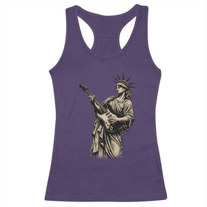4th Of July Rock N Roll Racerback Tank Top Funny Statue Of Liberty Playing Guitar TS12 Purple Print Your Wear