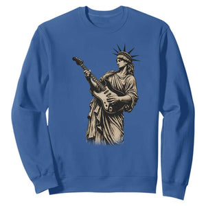 4th Of July Rock N Roll Sweatshirt Funny Statue Of Liberty Playing Guitar TS12 Royal Blue Print Your Wear