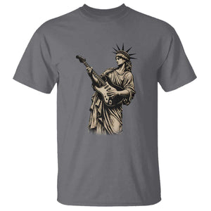 4th Of July Rock N Roll T Shirt Funny Statue Of Liberty Playing Guitar TS12 Charcoal Print Your Wear