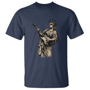 4th Of July Rock N Roll T Shirt Funny Statue Of Liberty Playing Guitar TS12 Navy Print Your Wear
