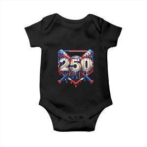 Patriotic Baseball Drip Baby Onesie USA 250th Anniversary Gift TS12 Black Print Your Wear