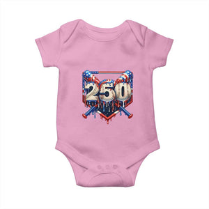 Patriotic Baseball Drip Baby Onesie USA 250th Anniversary Gift TS12 Light Pink Print Your Wear