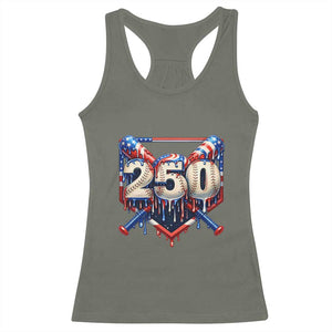 Patriotic Baseball Drip Racerback Tank Top USA 250th Anniversary Gift TS12 Military Green Print Your Wear