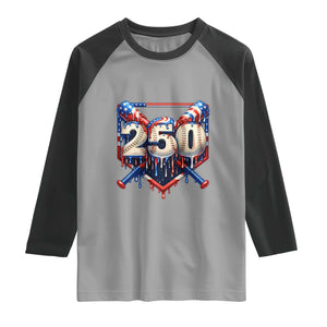 Patriotic Baseball Drip Raglan Shirt USA 250th Anniversary Gift TS12 Sport Gray Black Print Your Wear